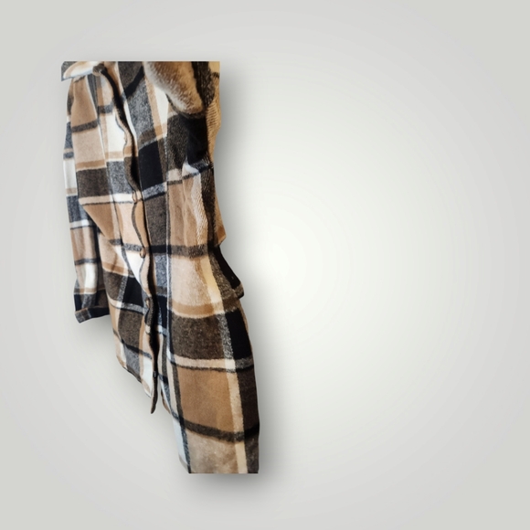 Pretty garden Plaid Flannel Shacket Women Large Brown Button Up Oversize… - Picture 12 of 15